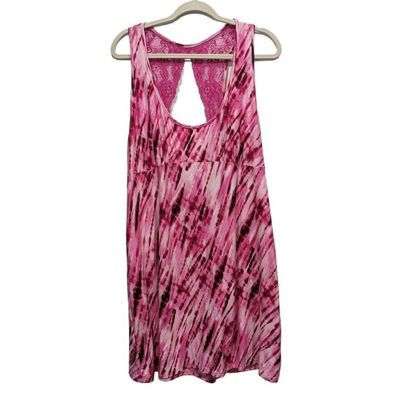 Secret Treasures Tie Dye Lace Keyhole Open Racer Back Babydoll Night Dress, 2X - Picture 1 of 7